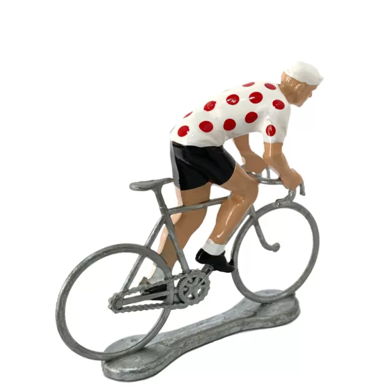 Bernard & Eddy Déco Design<Figurine Cycliste Grimpeur Maillot Blanc Pois Rouges _