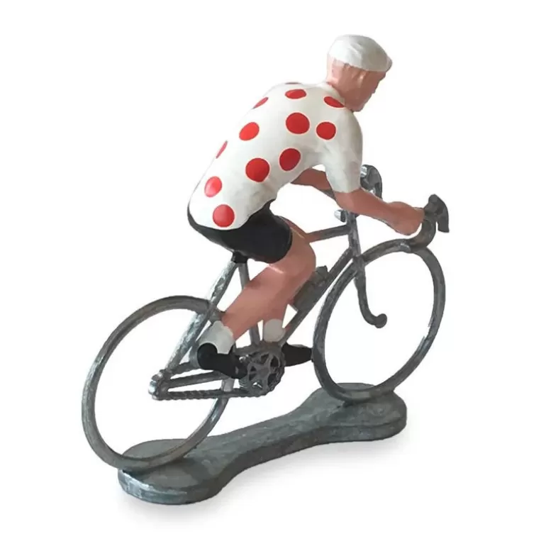 Bernard & Eddy Déco Design<Figurine Cycliste Maillot Blanc Pois Rouge _