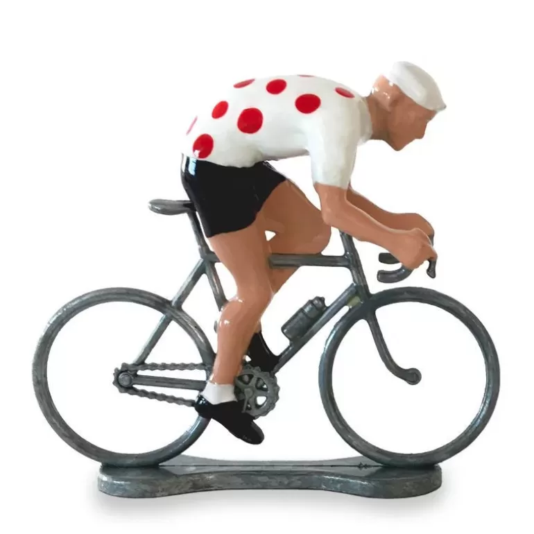 Bernard & Eddy Déco Design<Figurine Cycliste Sprinteur Maillot Blanc Pois Rouge _