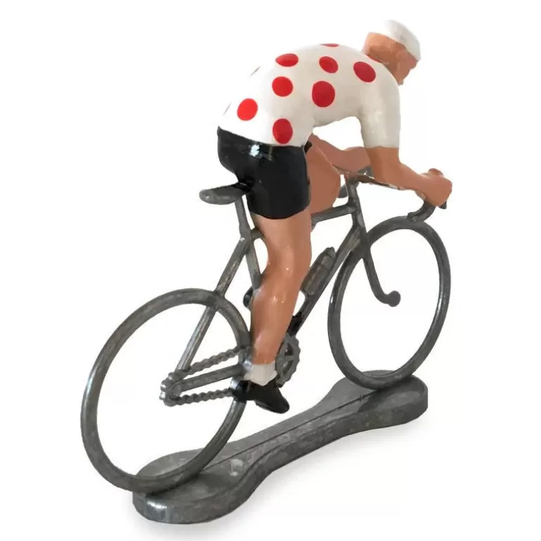 Bernard & Eddy Déco Design<Figurine Cycliste Sprinteur Maillot Blanc Pois Rouge _