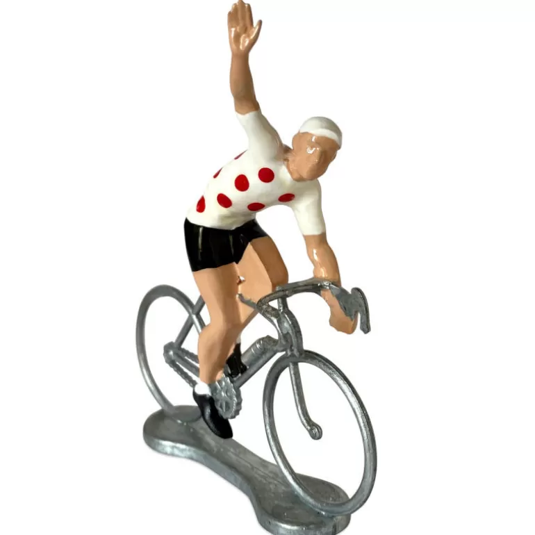 Bernard & Eddy Déco Design<Figurine Cycliste Winner Maillot Blanc Pois Rouge _