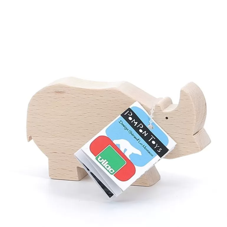 VILAC Jouets D'éveil, Hochets<Figurine D'Animal En Bois "Rhinoceros" De Pompon, 9103B