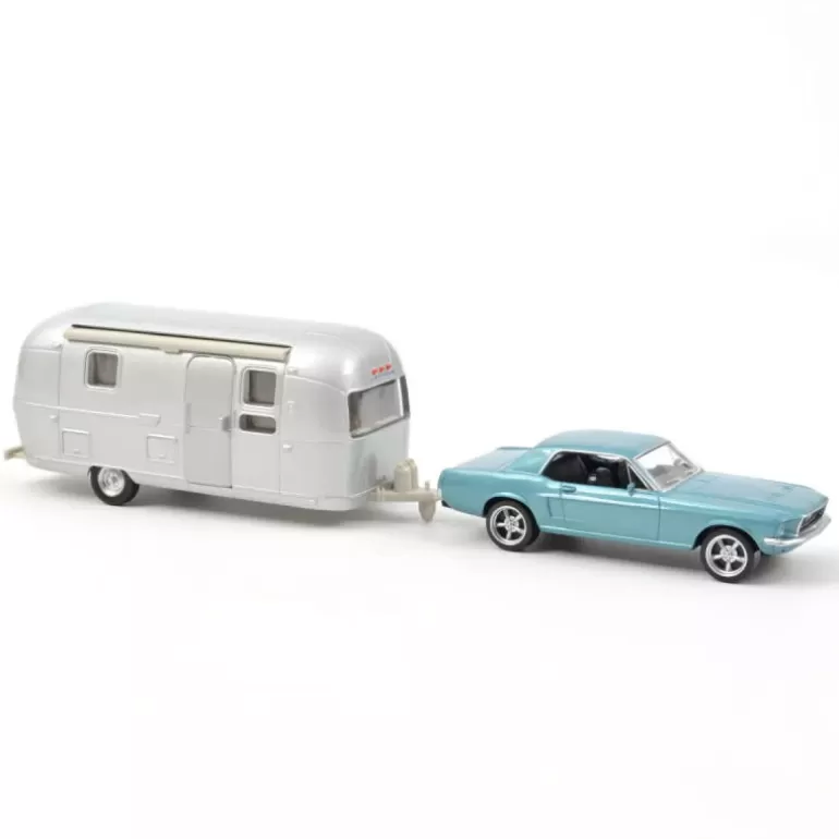 NOREV Jouets Garage, Voitures<Ford Mustang 1968 Bleue Avec Caravane Airstream 1-43