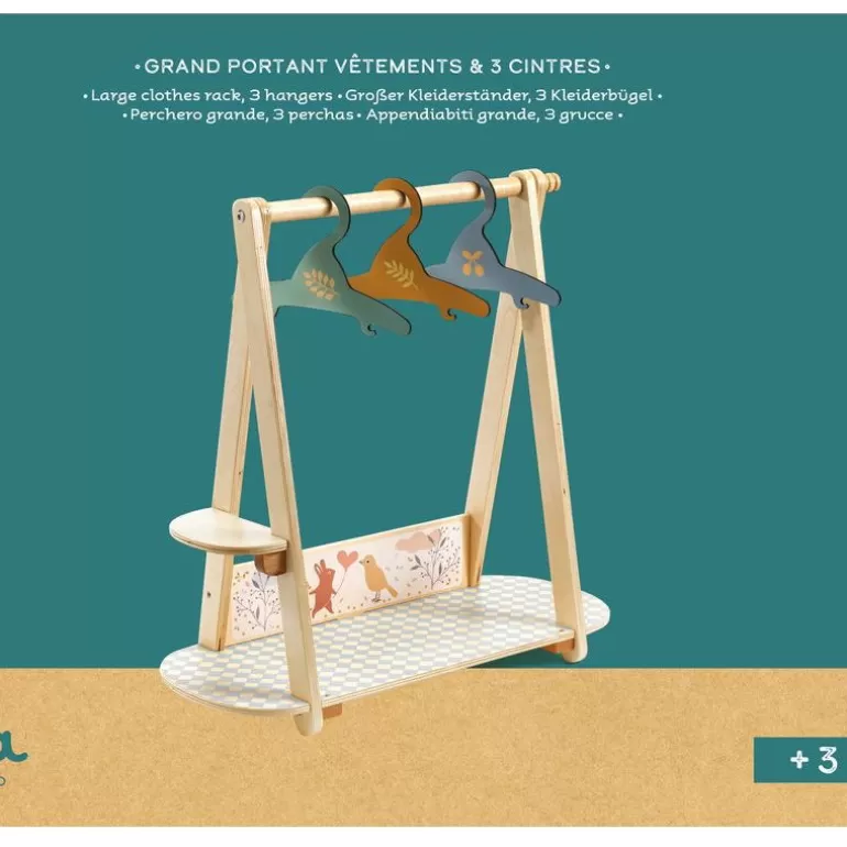 Djeco Poupées, Peluches<Grand Portant Vetements & 3 Cintres, Accessoire Pour Poupee Pomea De 7782