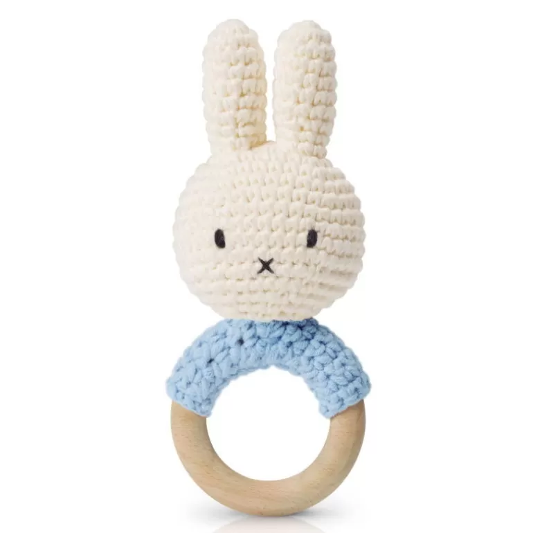 Peluches miffy Poupées, Peluches<Hochet Anneau De Dentition Miffy En Crochet - Just Dutch - Bleu Pastel