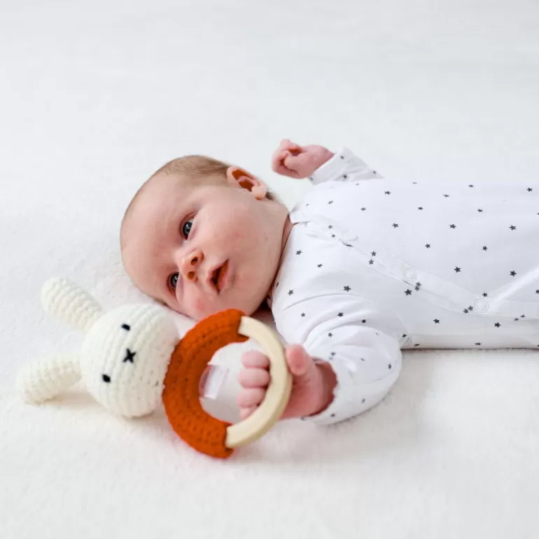 Peluches miffy Poupées, Peluches<Hochet Anneau De Dentition Miffy En Crochet - Just Dutch - Orange