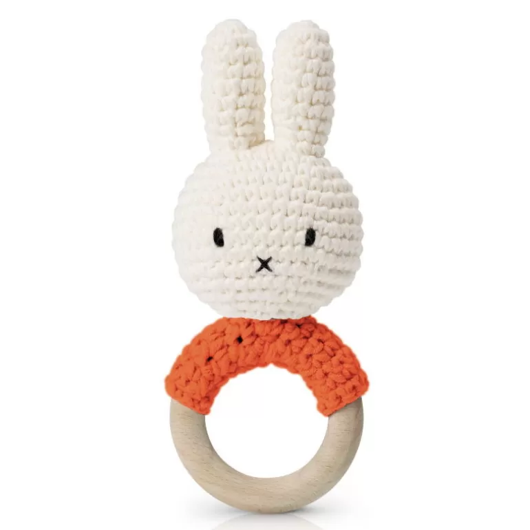 Peluches miffy Poupées, Peluches<Hochet Anneau De Dentition Miffy En Crochet - Just Dutch - Orange