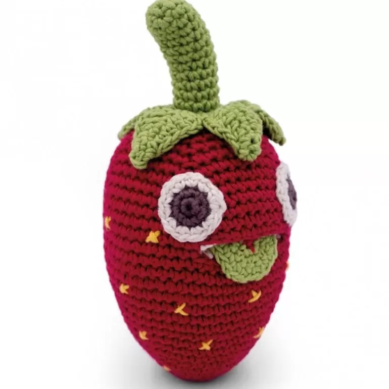 MyuM Jouets Cuisine, Dînette<Hochet Fraise En Crochet "The Veggy Toys", Coton Bio