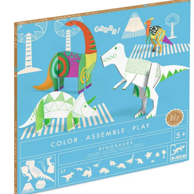 Djeco Paper Toys<Kit Animaux Diy "Dinosaures" 8004 Color. Assemble. Play