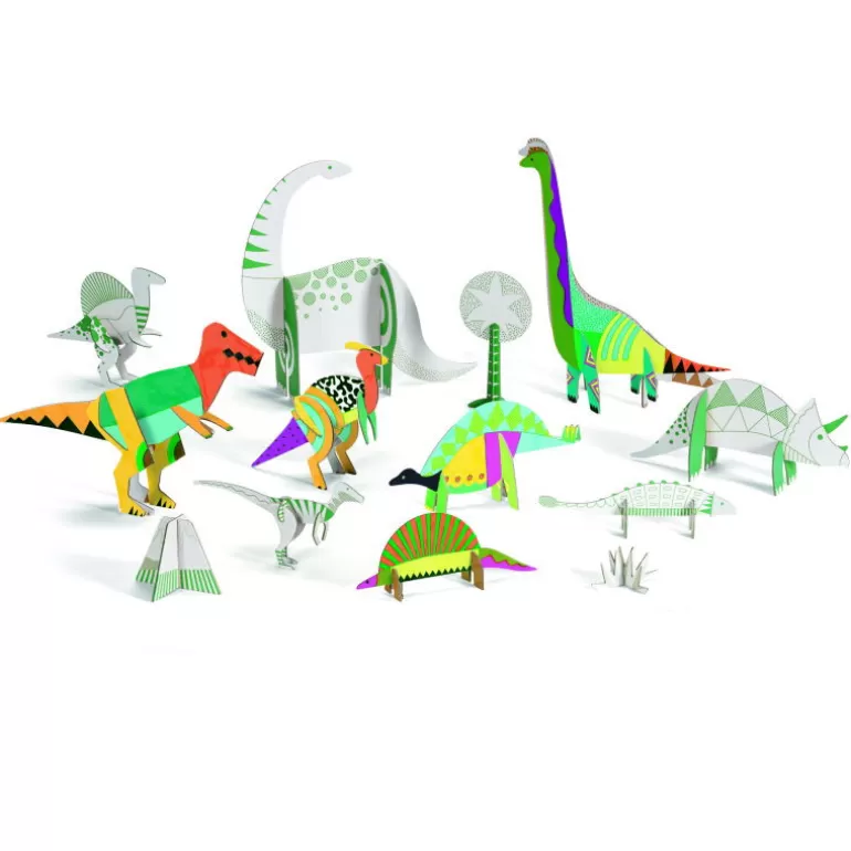 Djeco Paper Toys<Kit Animaux Diy "Dinosaures" 8004 Color. Assemble. Play