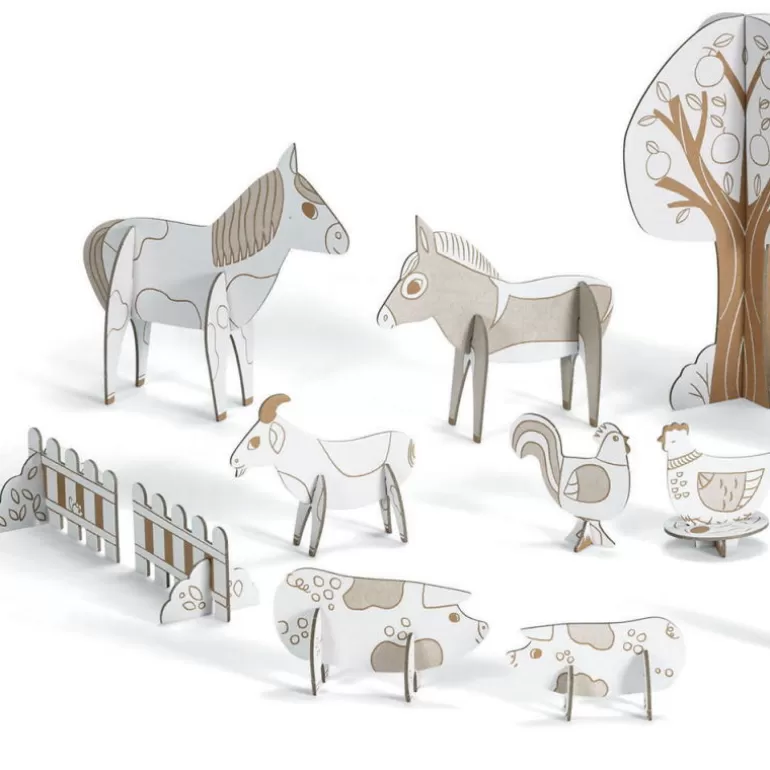Djeco Paper Toys<Kit Animaux Diy "Ferme" 8000 Color. Assemble. Play