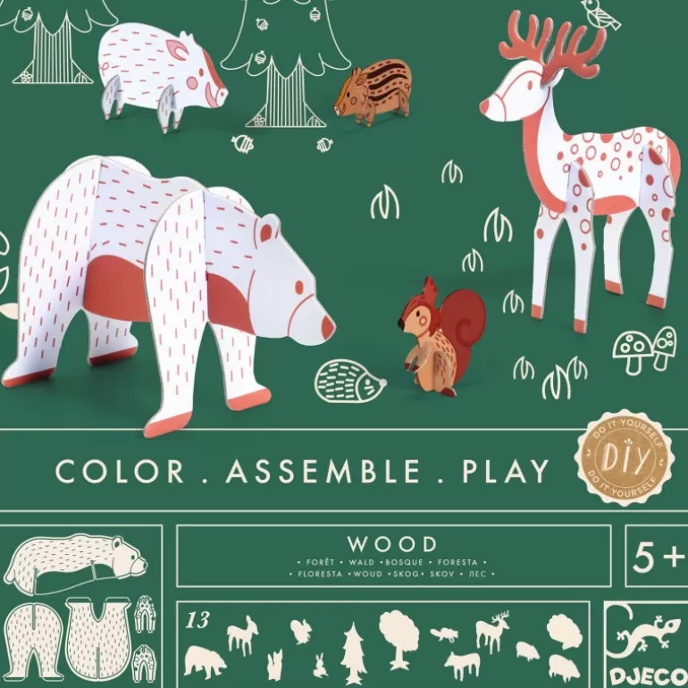 Djeco Paper Toys<Kit Animaux Diy "Foret" 8001 Color. Assemble. Play