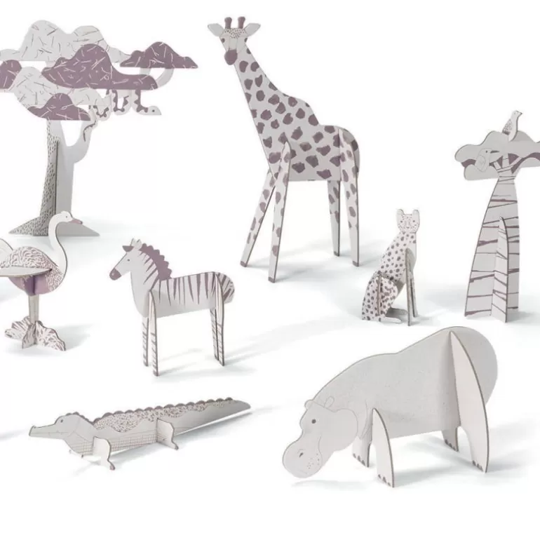 Djeco Paper Toys<Kit Animaux Diy "Savane" 8003 Color. Assemble. Play
