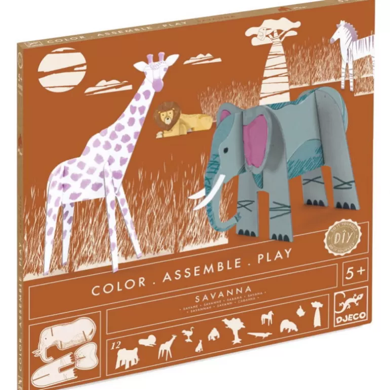 Djeco Paper Toys<Kit Animaux Diy "Savane" 8003 Color. Assemble. Play