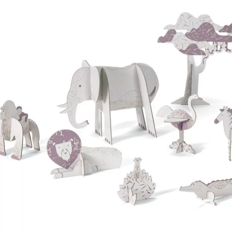 Djeco Paper Toys<Kit Animaux Diy "Savane" 8003 Color. Assemble. Play