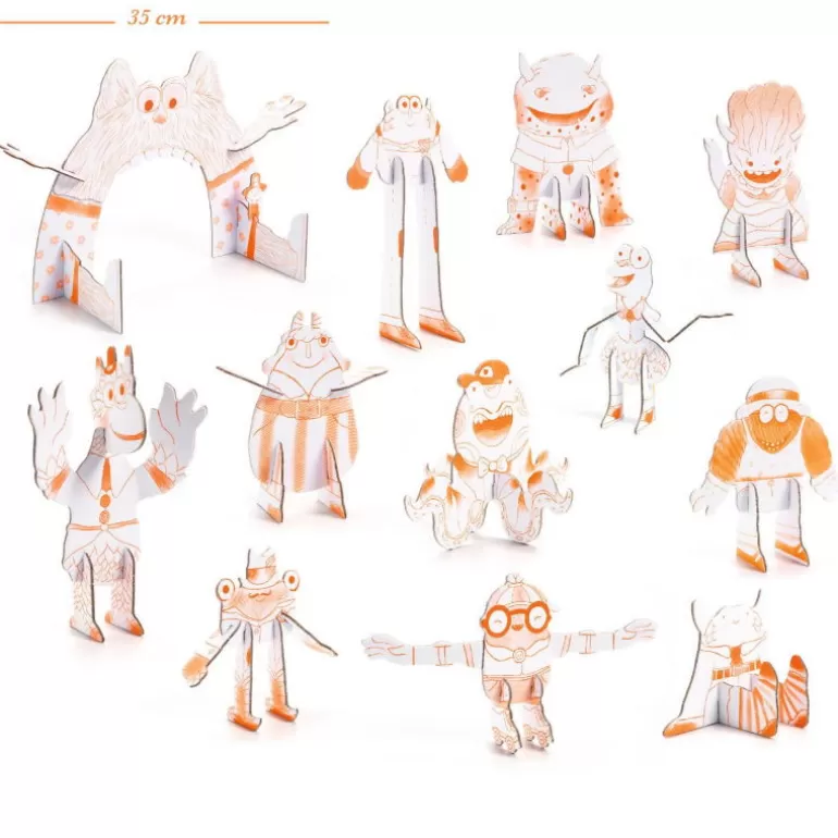 Djeco Paper Toys<Kit Monstres Diy "Team Monsters" 8006 Color. Assemble. Play
