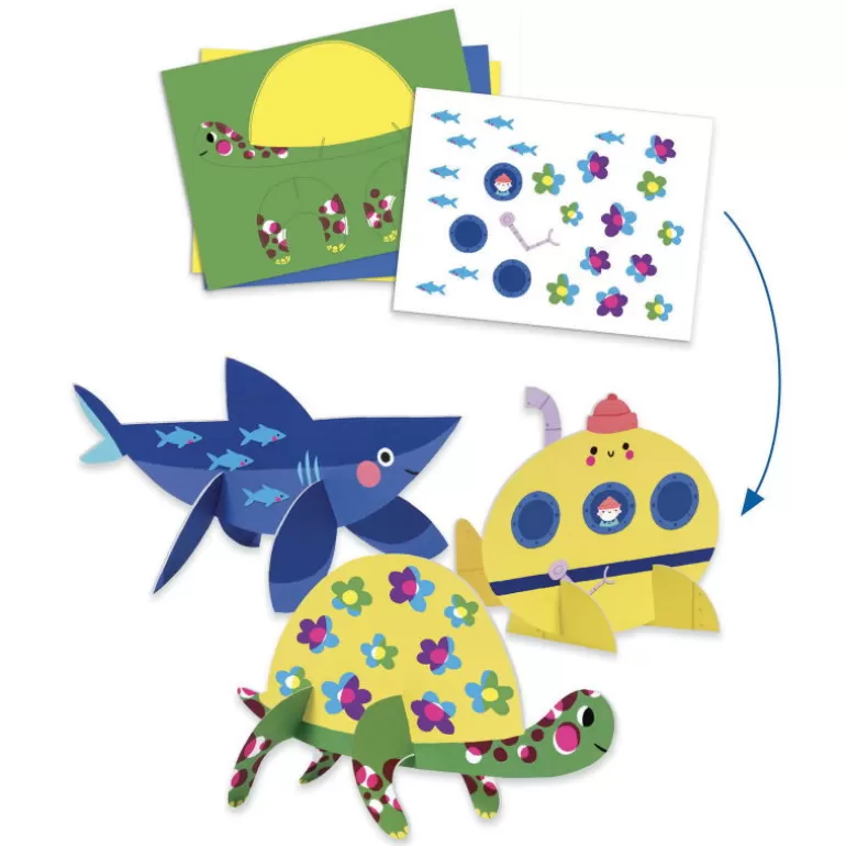 Djeco Paper Toys<La Mer Et Ses Plaisirs, Coffret D'Activites Creatives Pour Enfant 9294