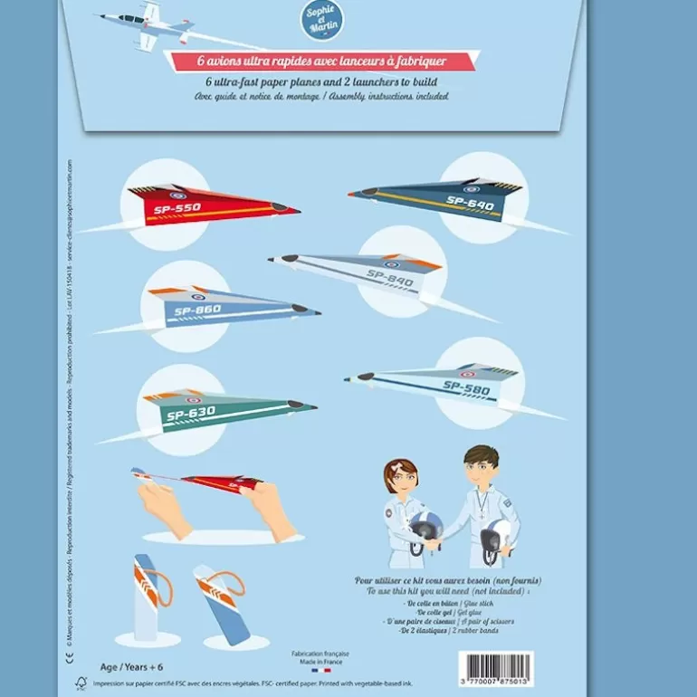 Sophie et Martin Jeux Loisirs Créatifs Fabriqués En France<Les Avions De Vitesse, Maquettes En Papier ''