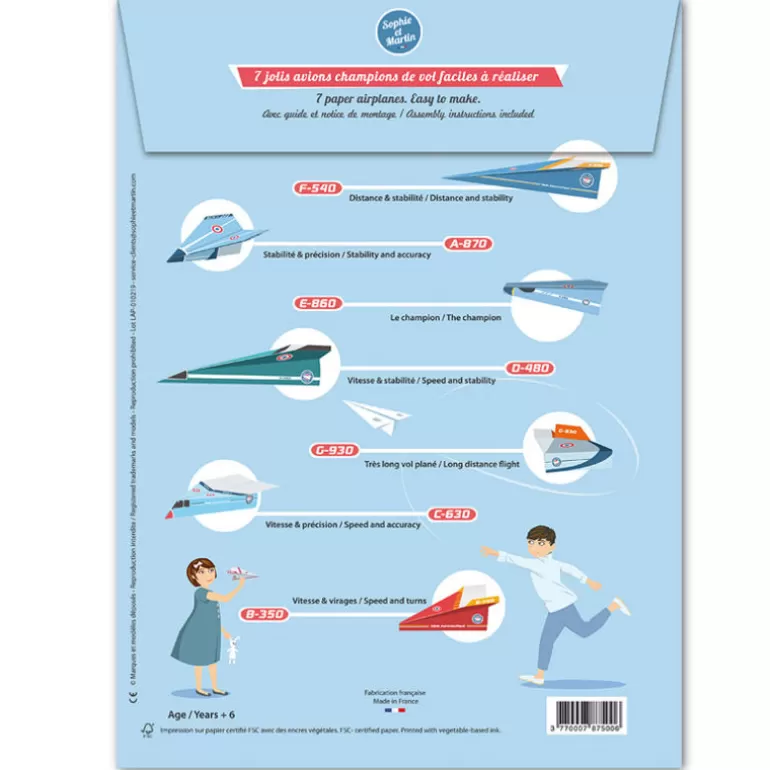 Sophie et Martin Jeux Loisirs Créatifs Fabriqués En France<Les Avions Planeurs, Maquettes En Papier ''