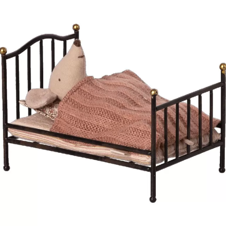 Maileg Maison De Poupee En Bois<Lit Vintage En Metal Noir Pour Souris