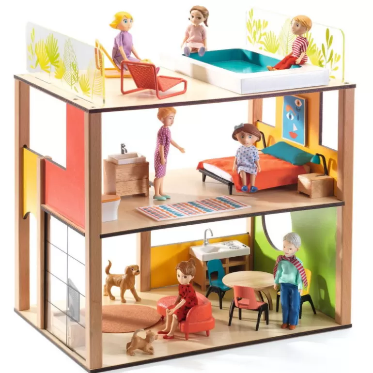 Djeco Maison De Poupee En Bois<Maison De Poupées Meublee City House 7838