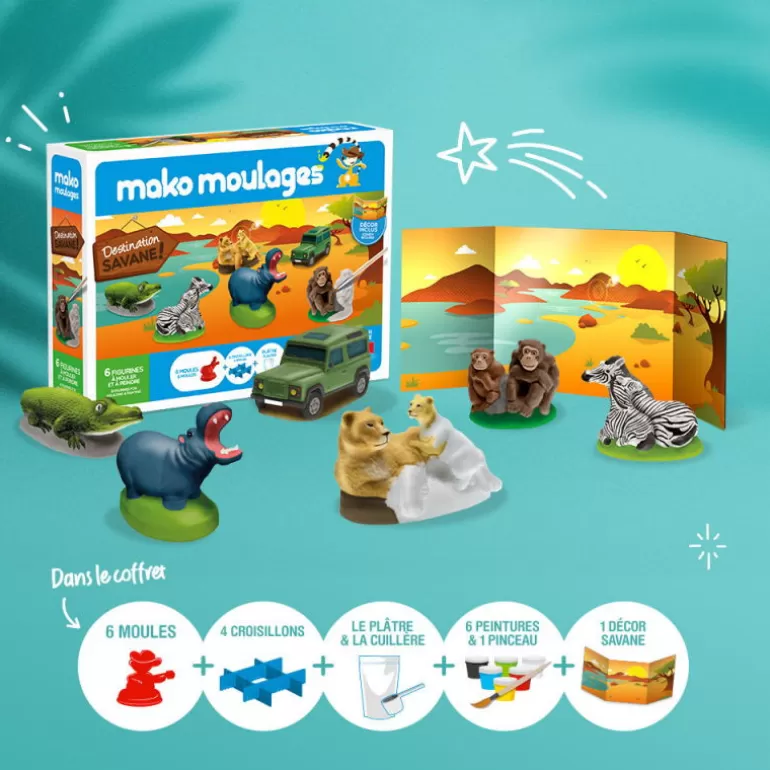 Mako moulages Mako Moulages Figurines Et Déco< Animaux De La Savane, Coffret 6 Moules 39010