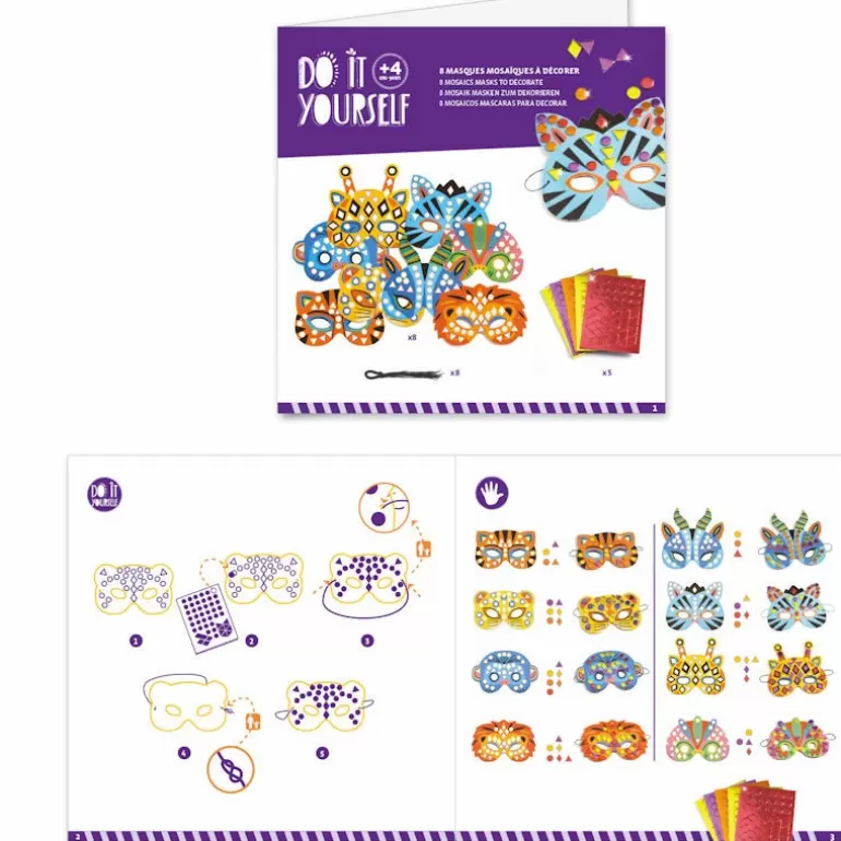 Djeco Décoration Enfants<Masques Mosaïques A Décorer "Animaux De La Jungle" Diy 7900