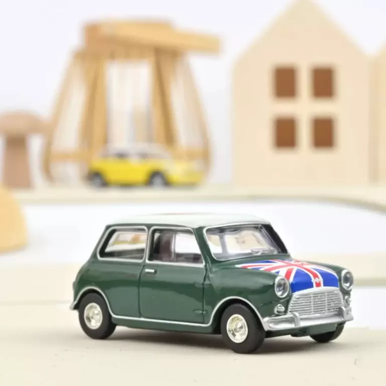NOREV Jouets Garage, Voitures<Mini Cooper S 1964 Verte Drapeau Anglais, Voiture 1/64