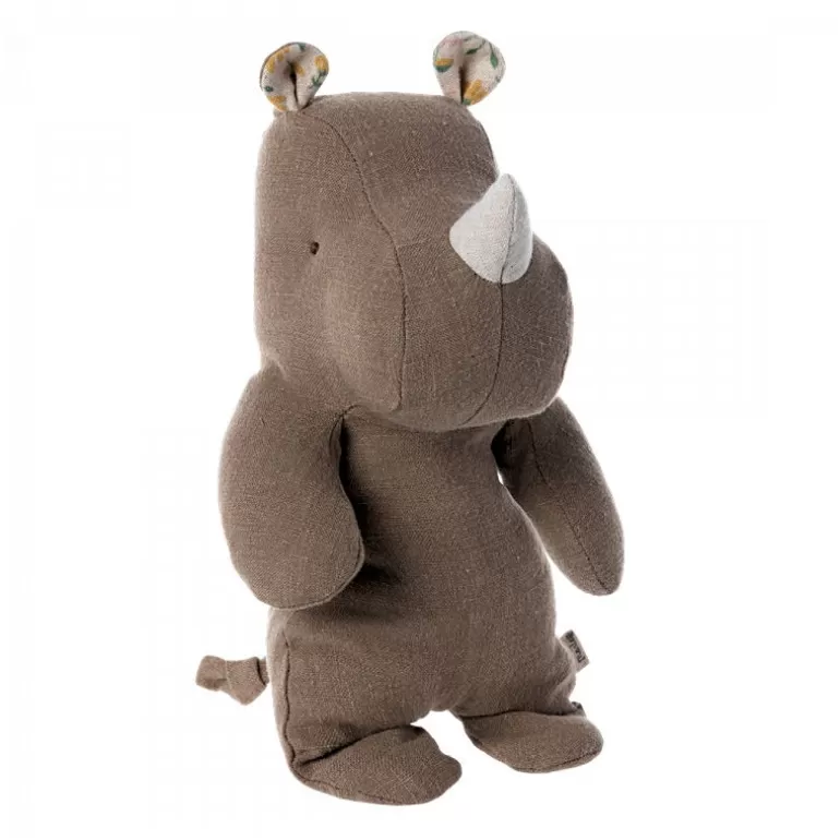 Maileg Poupées, Peluches<Peluche Rhino En Lin - Safari Friends - Couleur Chocolat - Petit Modele 22Cm
