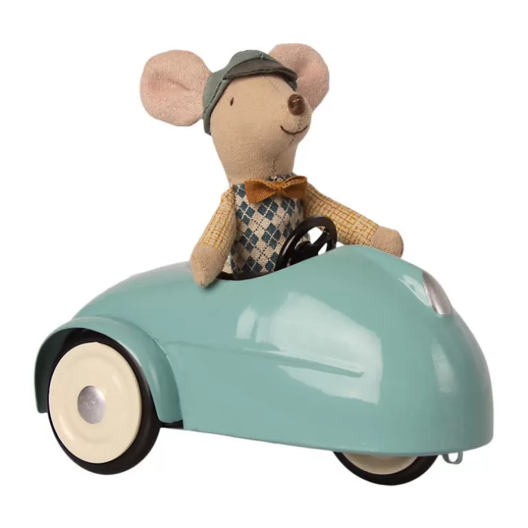 Maileg Maison De Poupee En Bois<Petite Souris Et Sa Voiture De Collection Bleue Avec Garage