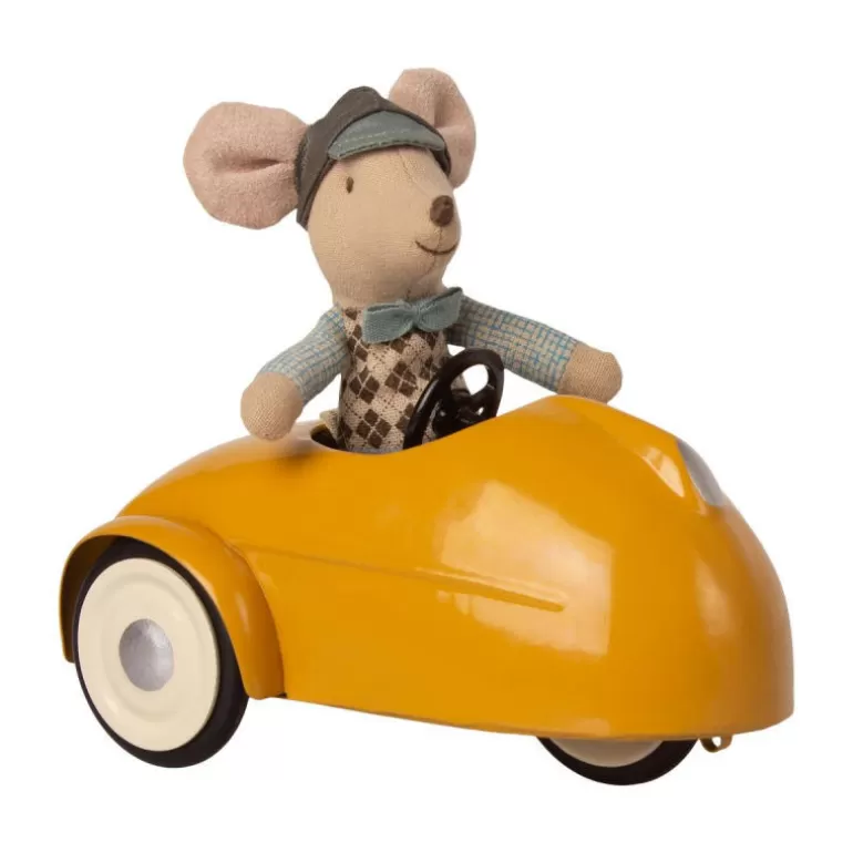 Maileg Maison De Poupee En Bois<Petite Souris Et Sa Voiture De Collection Jaune Avec Garage