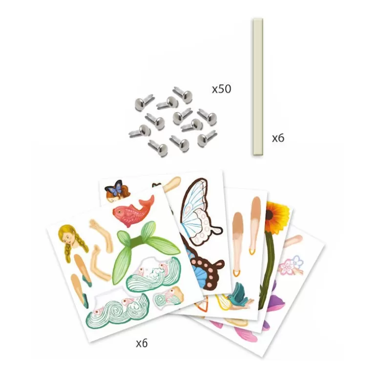 Djeco Bricolage Enfant<Petits Pantins A Colorier "Fees" 9654