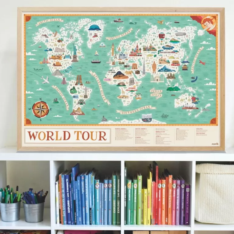 POPPIK Jeux, Puzzles Et Stickers Poppik<Poster En Stickers "Tour Du Monde"