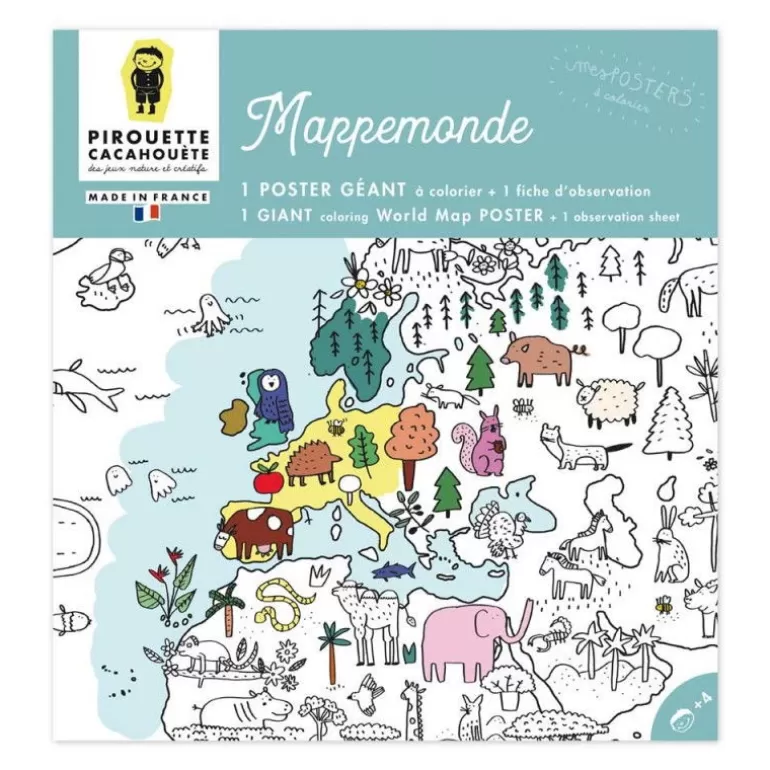 PIROUETTE Cacahouète Jeux Pirouette Cacahouète<Poster Geant A Colorier 'Mappemonde'