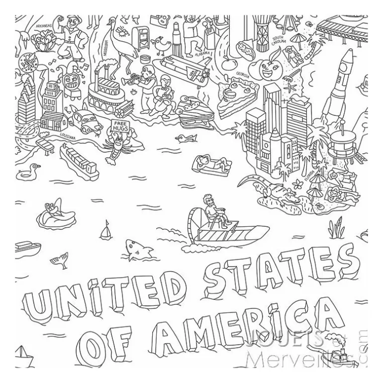 OMY Déco Design<Poster Usa A Colorier,