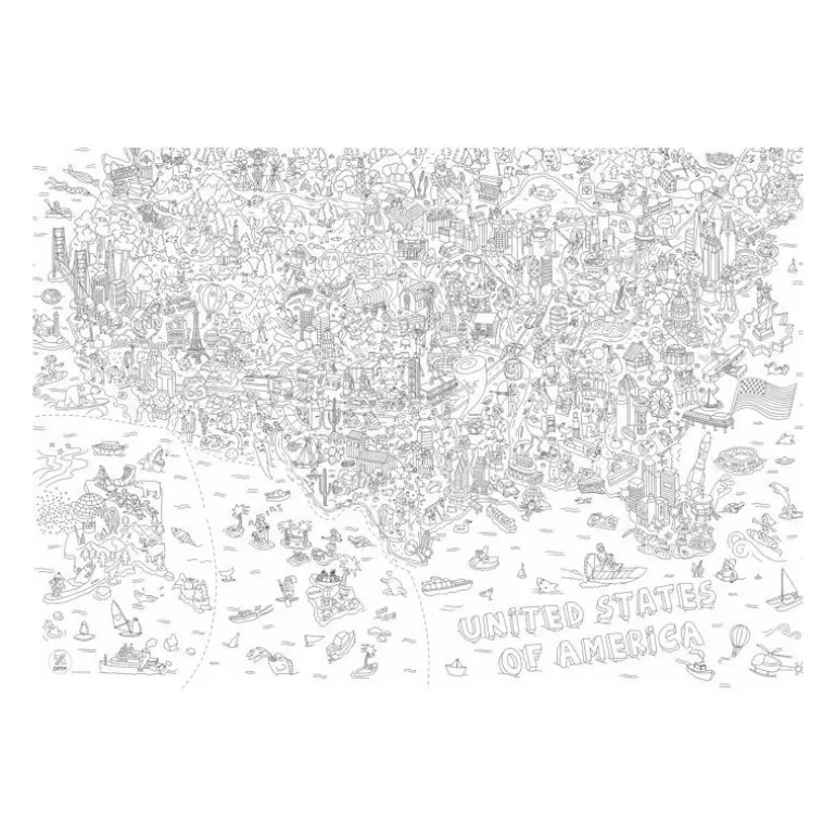 OMY Déco Design<Poster Usa A Colorier,