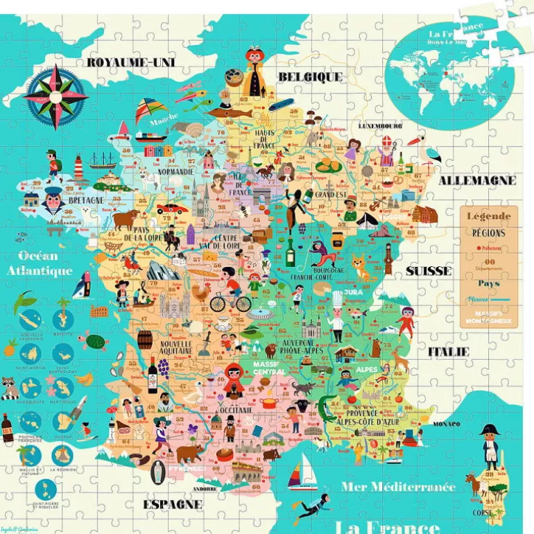 VILAC Puzzles Dès 7 Ans, 200 À 400 Pcs<Puzzle Carte De France 300 Pcs Ingela P. Arrhenius 7618