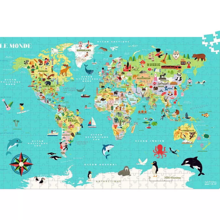 VILAC Puzzles Dès 8 Ans, 500 Pcs Et +<Puzzle Carte Du Monde 500 Pcs Ingela P. Arrhenius 7619