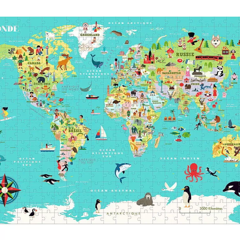 VILAC Puzzles Dès 8 Ans, 500 Pcs Et +<Puzzle Carte Du Monde 500 Pcs Ingela P. Arrhenius 7619