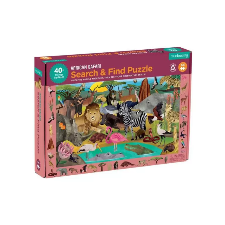 Mudpuppy Puzzles Dès 5 Ans, 54 Pcs<Puzzle 'Cherche & Trouve' Safari Africain 64 Pcs