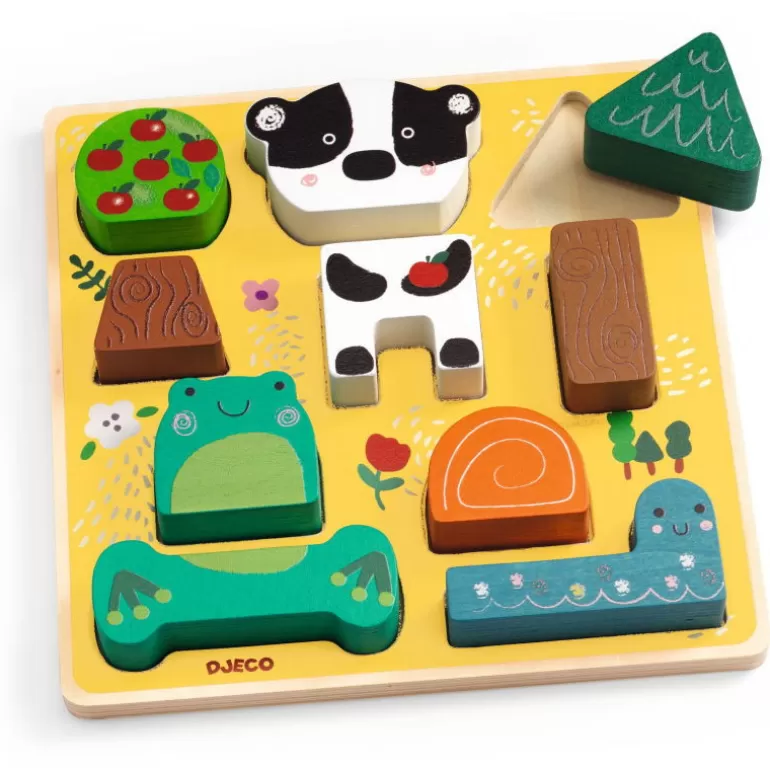Djeco Puzzle Djeco<Puzzle D'Encastrement Et Jeu De Construction "Puzz & Match Happy" 1075