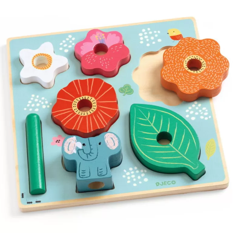 Djeco Puzzle Djeco<Puzzle D'Encastrement Et Jeu D'Empilement "Puzz & Stack Happy" 1074