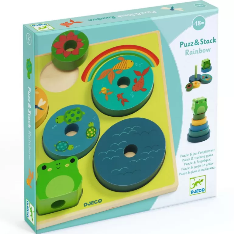 Djeco Puzzle Djeco<Puzzle D'Encastrement Et Jeu D'Empilement "Puzz & Stack Rainbow" 1077