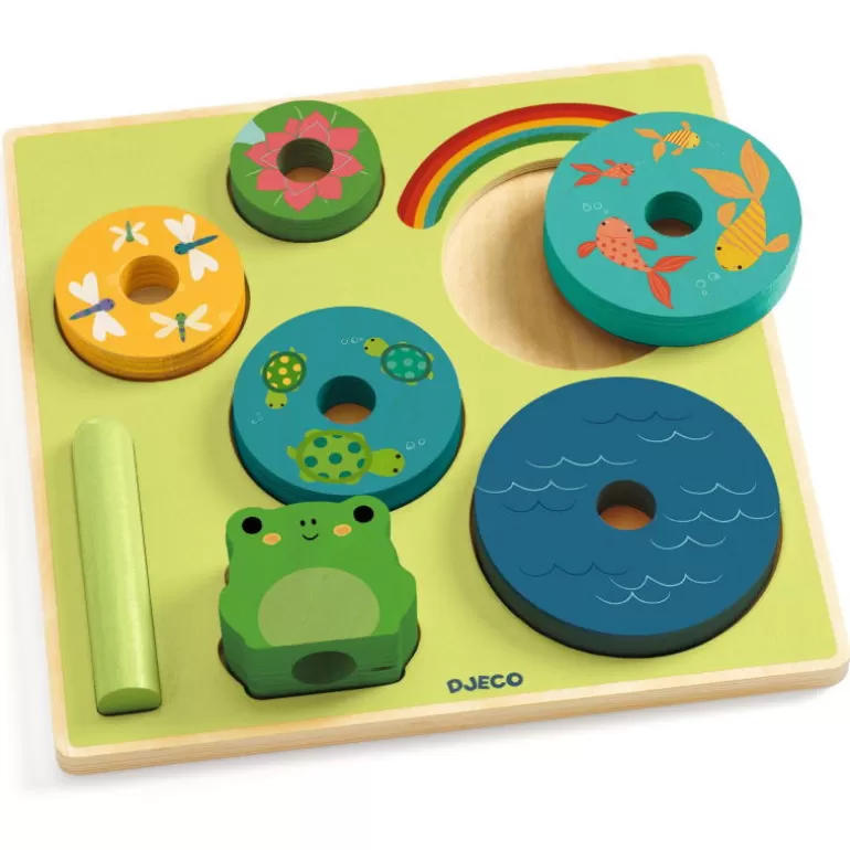 Djeco Puzzle Djeco<Puzzle D'Encastrement Et Jeu D'Empilement "Puzz & Stack Rainbow" 1077