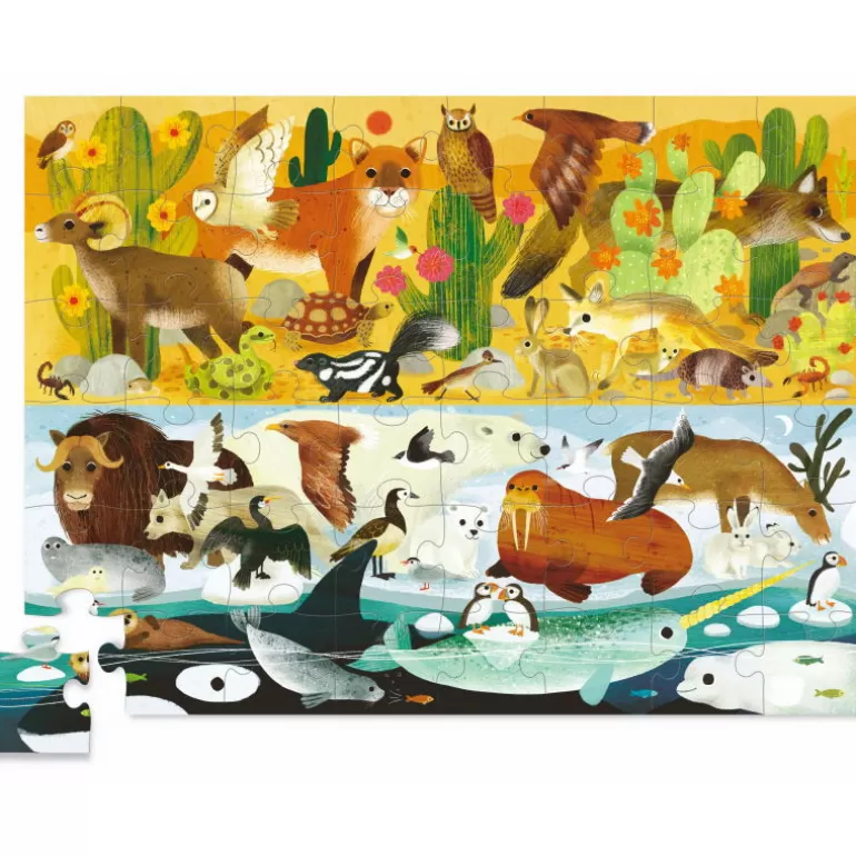 Crocodile Creek Puzzles Dès 5 Ans, 54 Pcs<Puzzle Dessus-Dessous 'Animaux Du Chaud Et Du Froid' 48 Pcs
