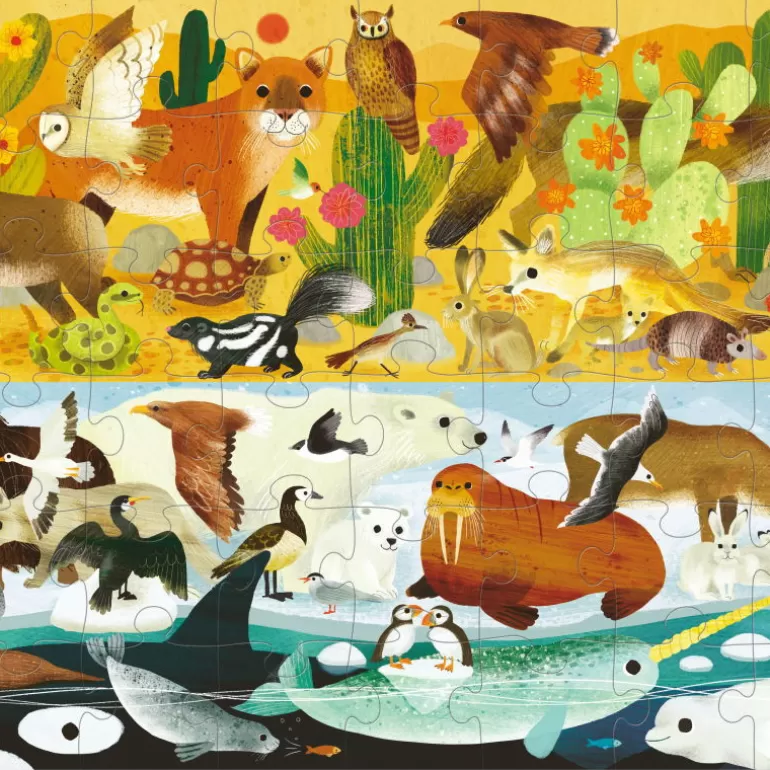 Crocodile Creek Puzzles Dès 5 Ans, 54 Pcs<Puzzle Dessus-Dessous 'Animaux Du Chaud Et Du Froid' 48 Pcs