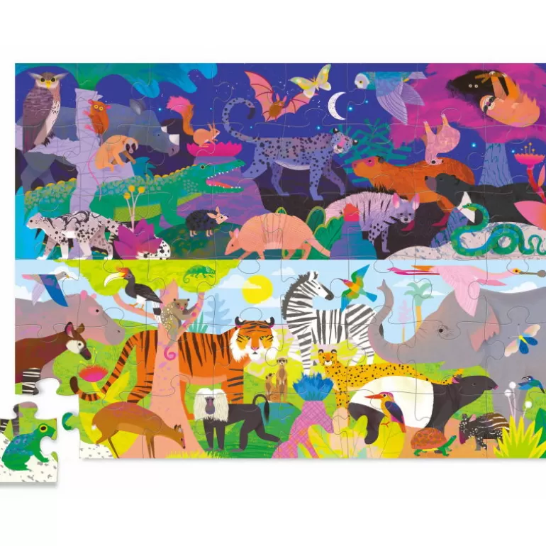 Crocodile Creek Puzzles Dès 5 Ans, 54 Pcs<Puzzle Dessus-Dessous 'Animaux Du Jour Et De La Nuit' 48 Pcs