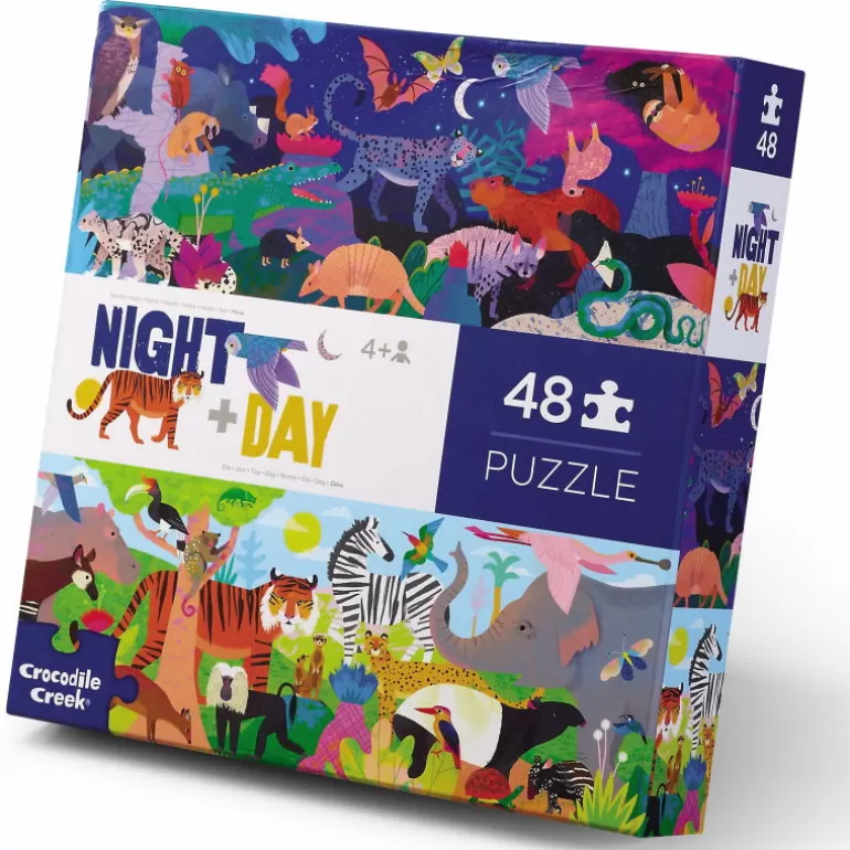 Crocodile Creek Puzzles Dès 5 Ans, 54 Pcs<Puzzle Dessus-Dessous 'Animaux Du Jour Et De La Nuit' 48 Pcs