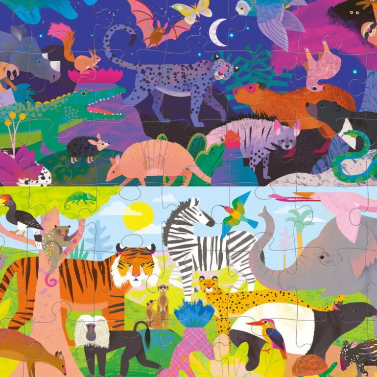Crocodile Creek Puzzles Dès 5 Ans, 54 Pcs<Puzzle Dessus-Dessous 'Animaux Du Jour Et De La Nuit' 48 Pcs