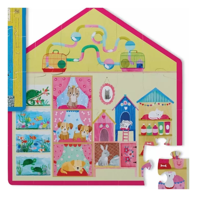 Crocodile Creek Puzzles Dès 2 Ans: 2, 12 Et 24 Pcs<Puzzle Double Face Silhouette 24 Pcs 'La Petite Animalerie'